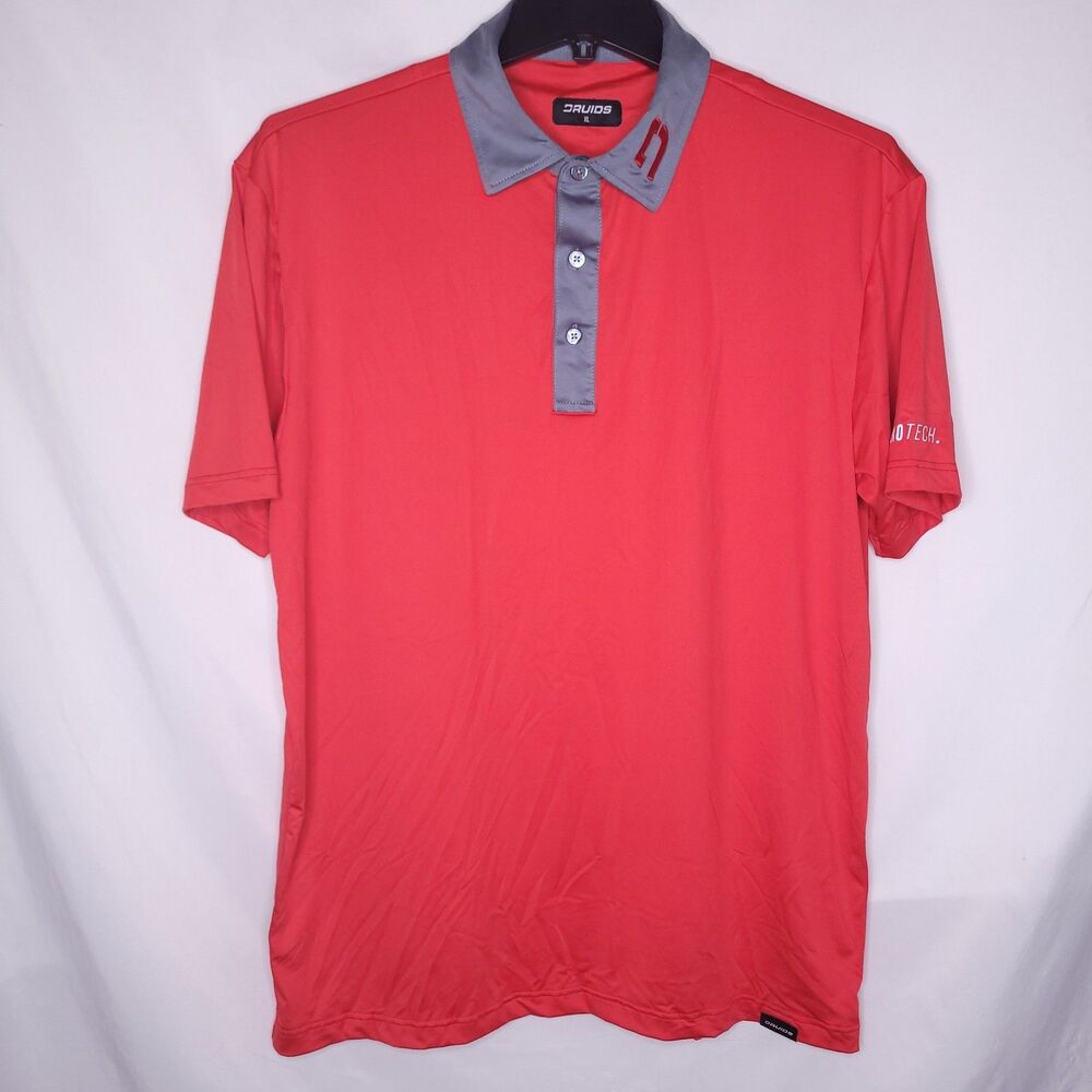 Druids Golf Polo Shirt Mens XL Red Performance Protech Short Sleeve